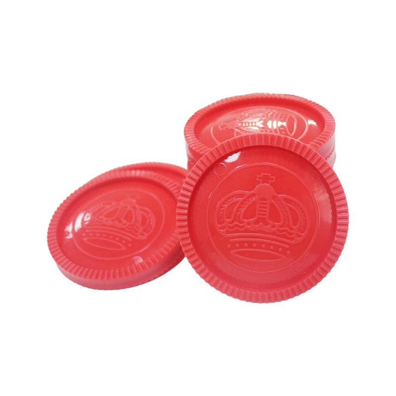 Red and black plastic checkers chess pieces