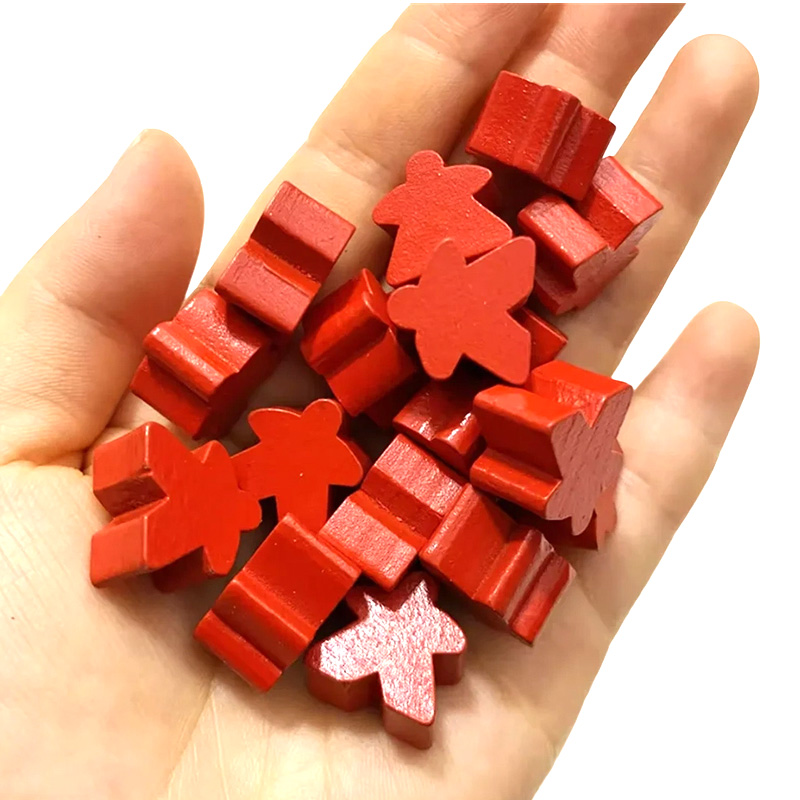 Multicolored wooden meeple pawn game accessories