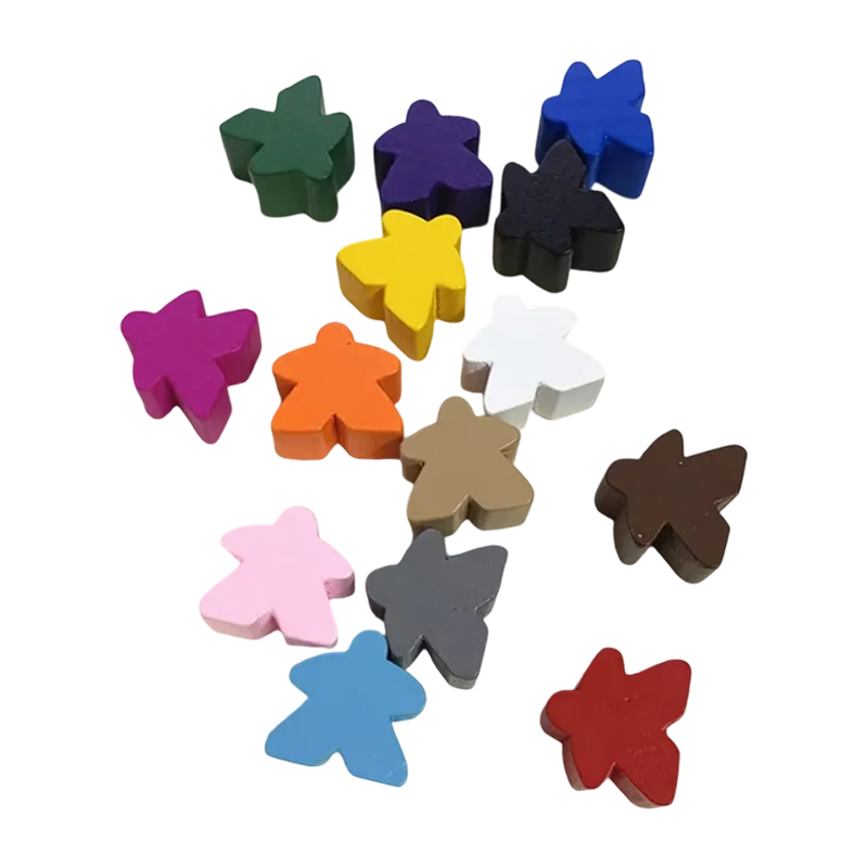 Multicolored wooden meeple pawn game accessories