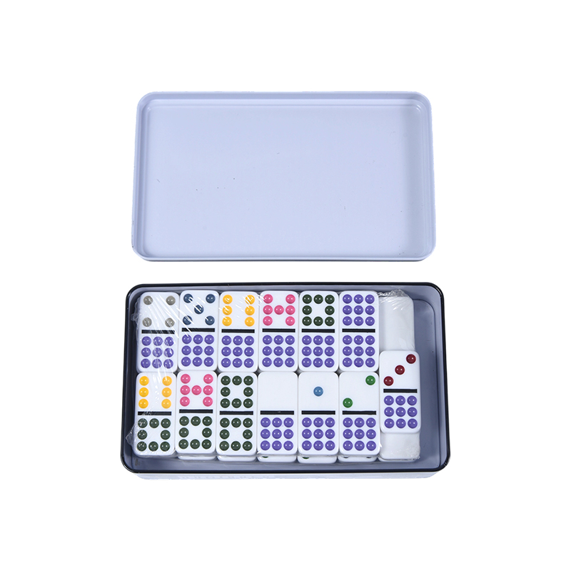Color Dot Double Nine Tin box Precision Dominoes