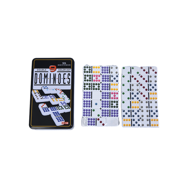Color Dot Double Nine Tin box Precision Dominoes Color Dot Double Nine Tin box Precision Dominoes
