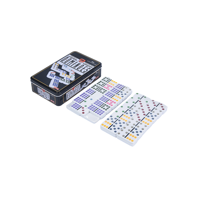 Color Dot Double Nine Tin box Precision Dominoes