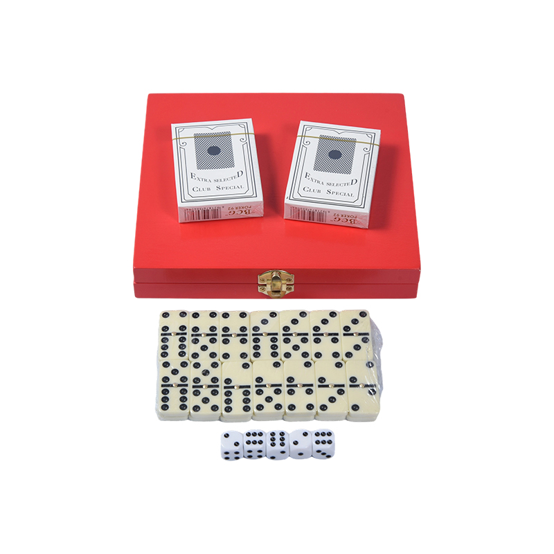 Portable Redwood Box Dual Game Set (Domino & Poker) Portable Redwood Box Dual Game Set (Domino & Poker)