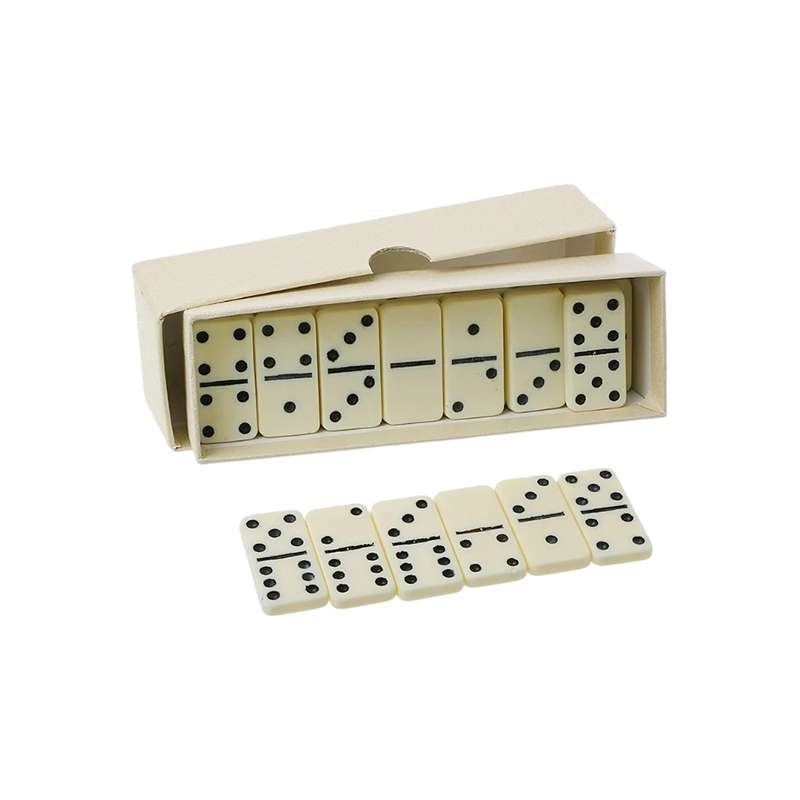 Traditional Double-Six Dominoes Set in Ivory Finish