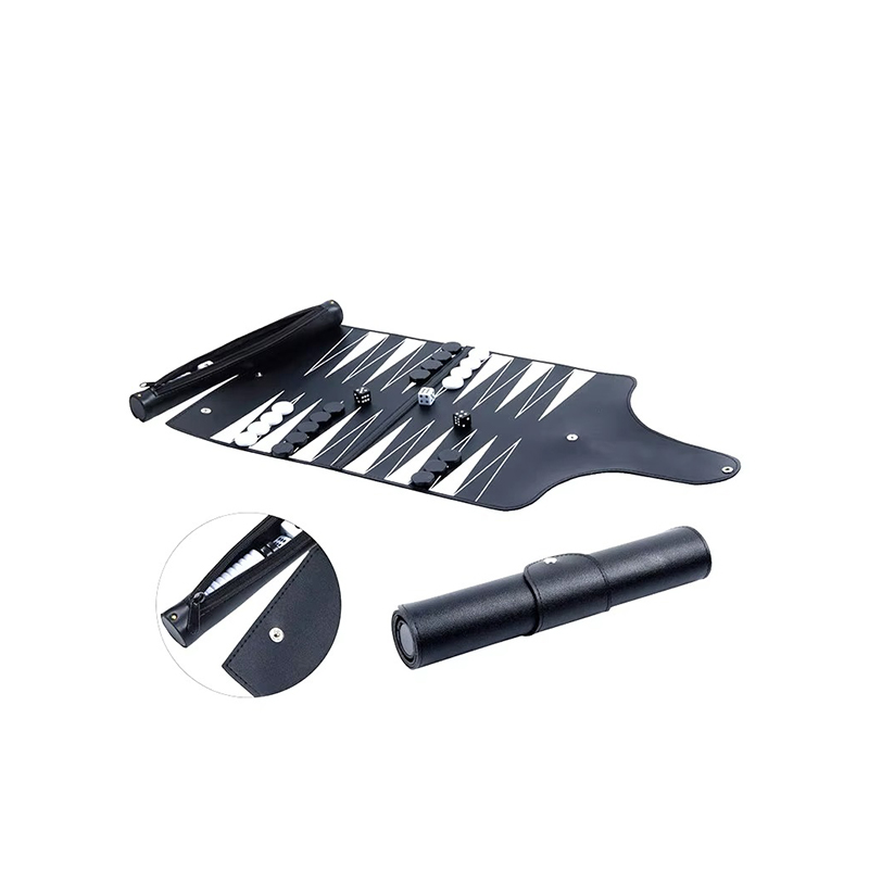 Leather Foldable Backgammon Set - Portable Elegance for On-the-Go Gaming