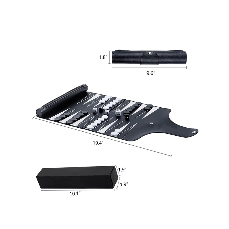 Leather Foldable Backgammon Set - Portable Elegance for On-the-Go Gaming