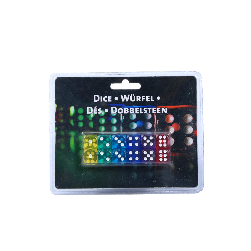Multi-Colored Dice Set – 10 Pieces in Transparent Packaging