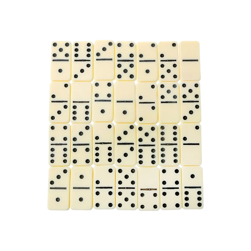 Traditional Double-Six Dominoes Set in Ivory Finish