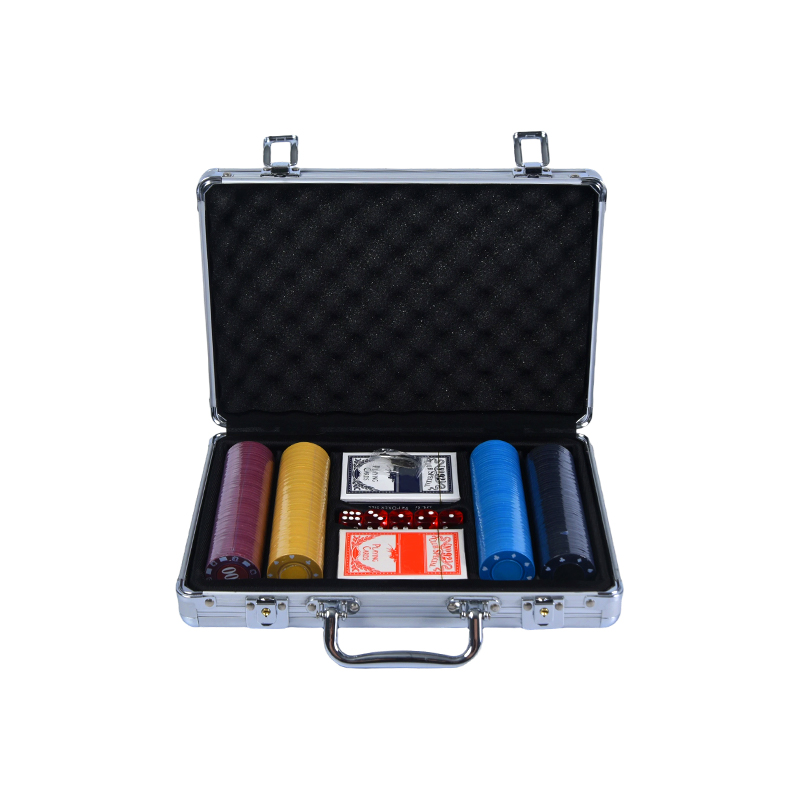 Black Textured Aluminum Poker Chip Set Case with Accessories