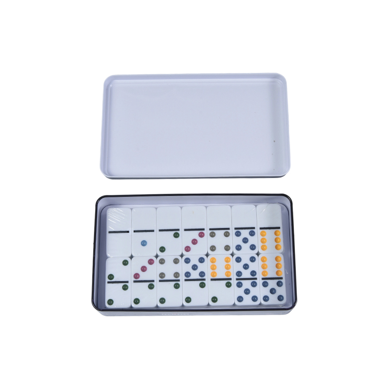 Professional Competitive Set - Double-Six Colorful Dot Dominoes Iron Box Set