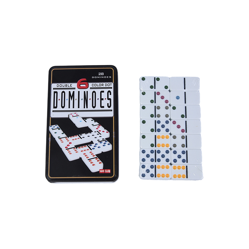 Professional Competitive Set - Double-Six Colorful Dot Dominoes Iron Box Set