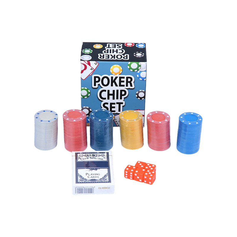 Complete with Colored Chips, Playing Cards, and Dice Poker Chip Set