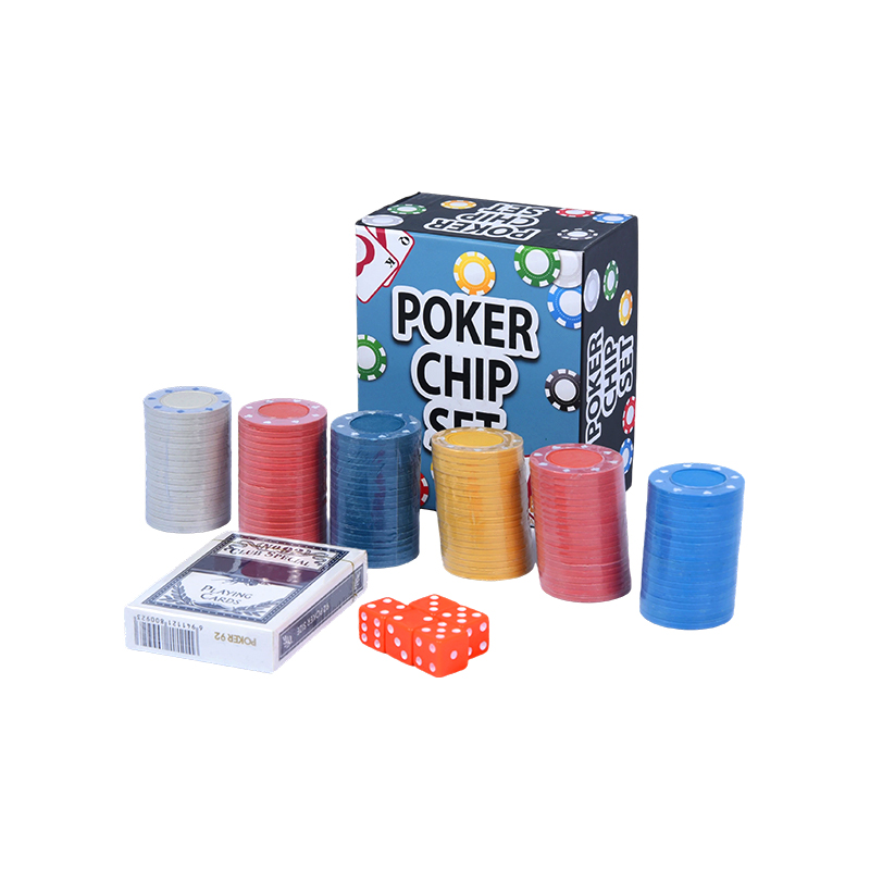 Complete with Colored Chips, Playing Cards, and Dice Poker Chip Set