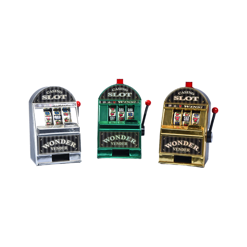 Vintage-Style Miniature Casino One-Armed Bandit – Set of Three (Silver, Green, Gold)