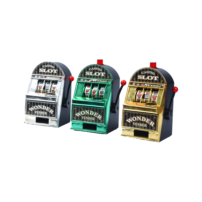 Vintage-Style Miniature Casino One-Armed Bandit – Set of Three (Silver, Green, Gold)