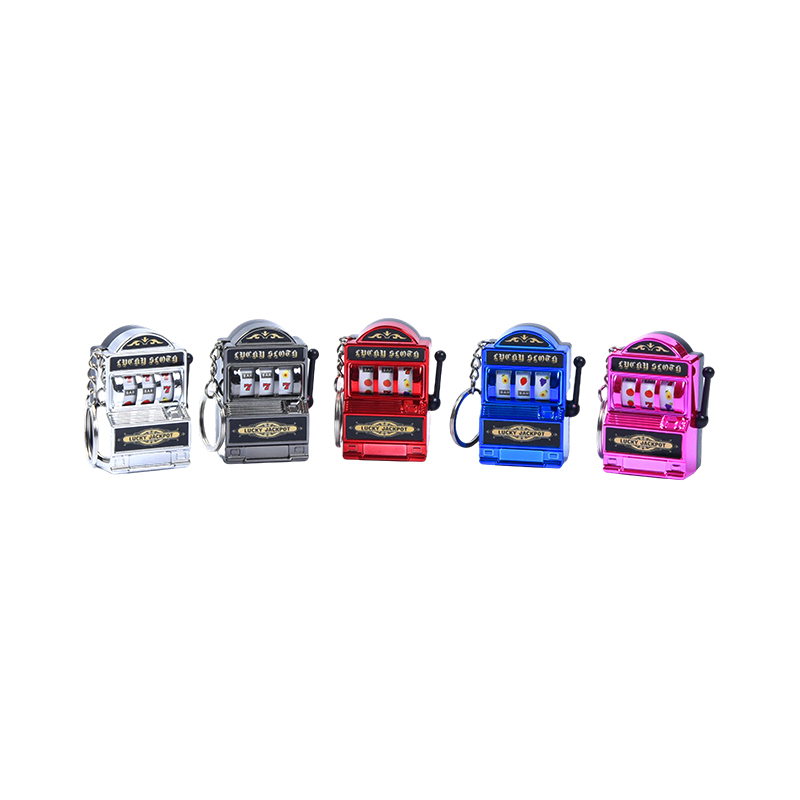  Miniature Metal Gaming Machine Keychains – Set of Five Vibrant Colors