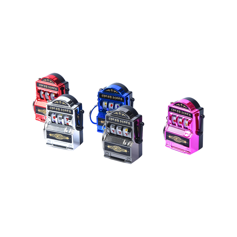  Miniature Metal Gaming Machine Keychains – Set of Five Vibrant Colors