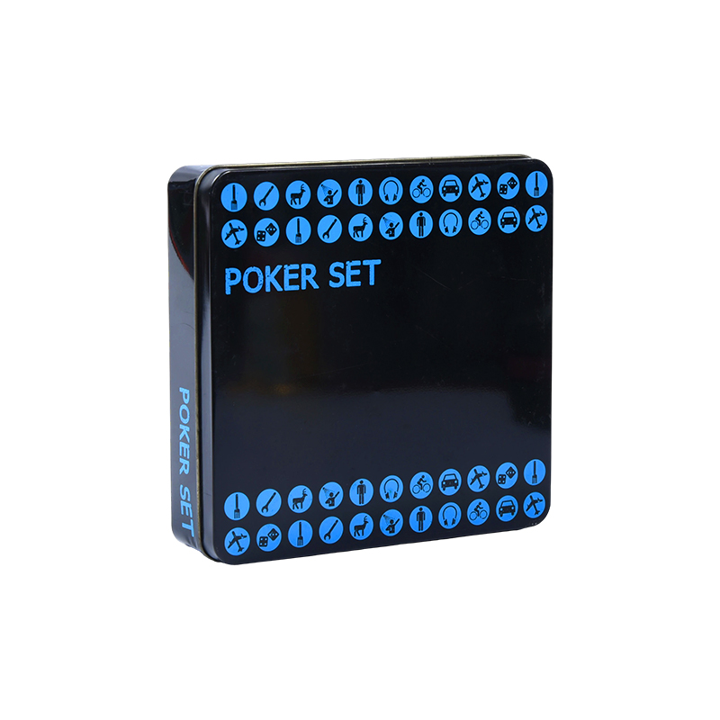 Black Poker Set in Metal Tin – Complete with Chips, Cards, and Accessories