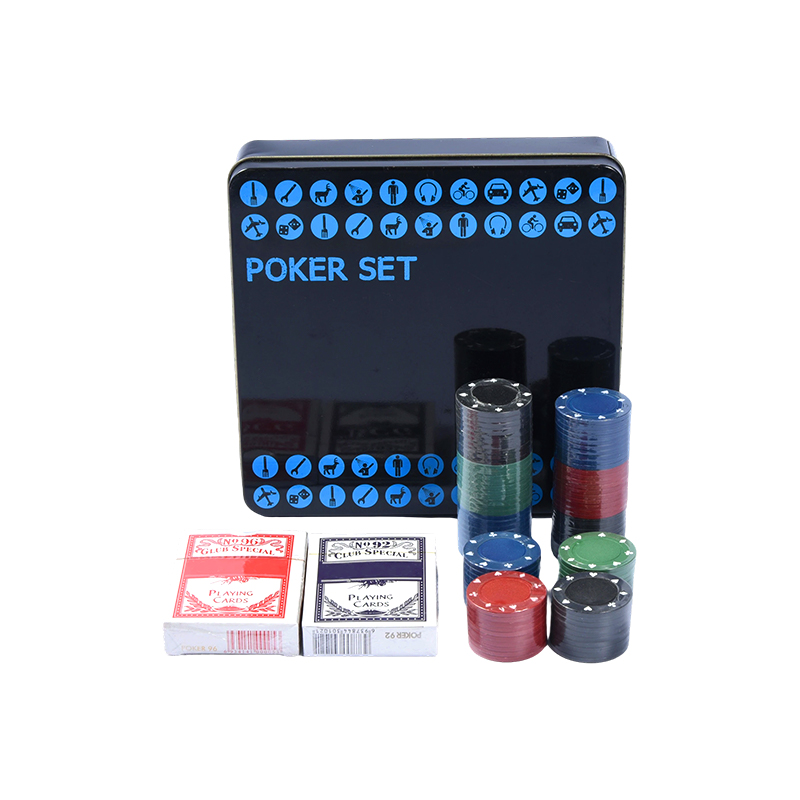 Black Poker Set in Metal Tin – Complete with Chips, Cards, and Accessories