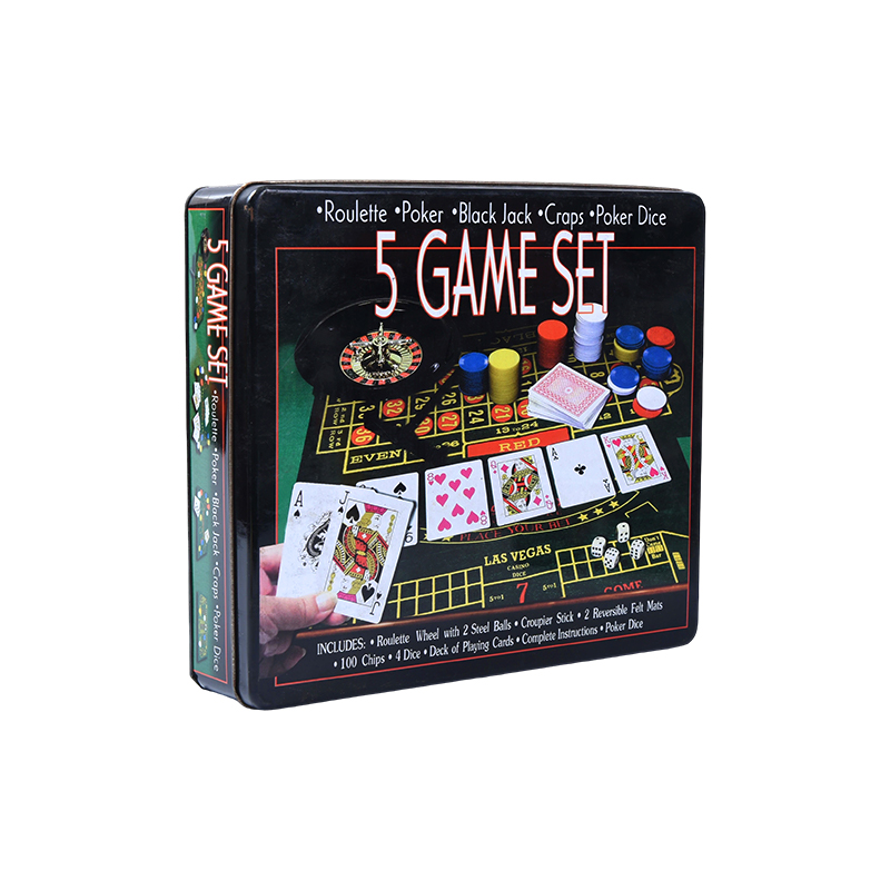 Metal Tin 5-in-1 Casino Game Set