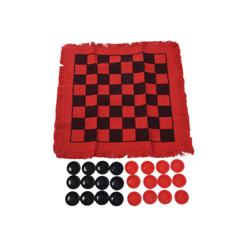 Classic Checkers Game Set with Fringed Board