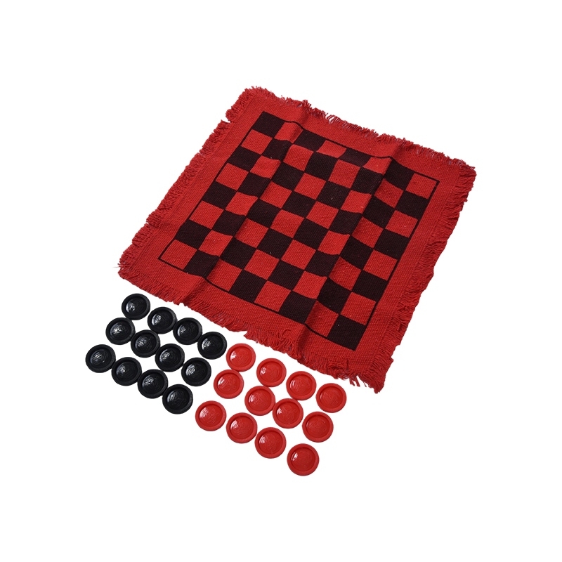Classic Checkers Game Set with Fringed Board
