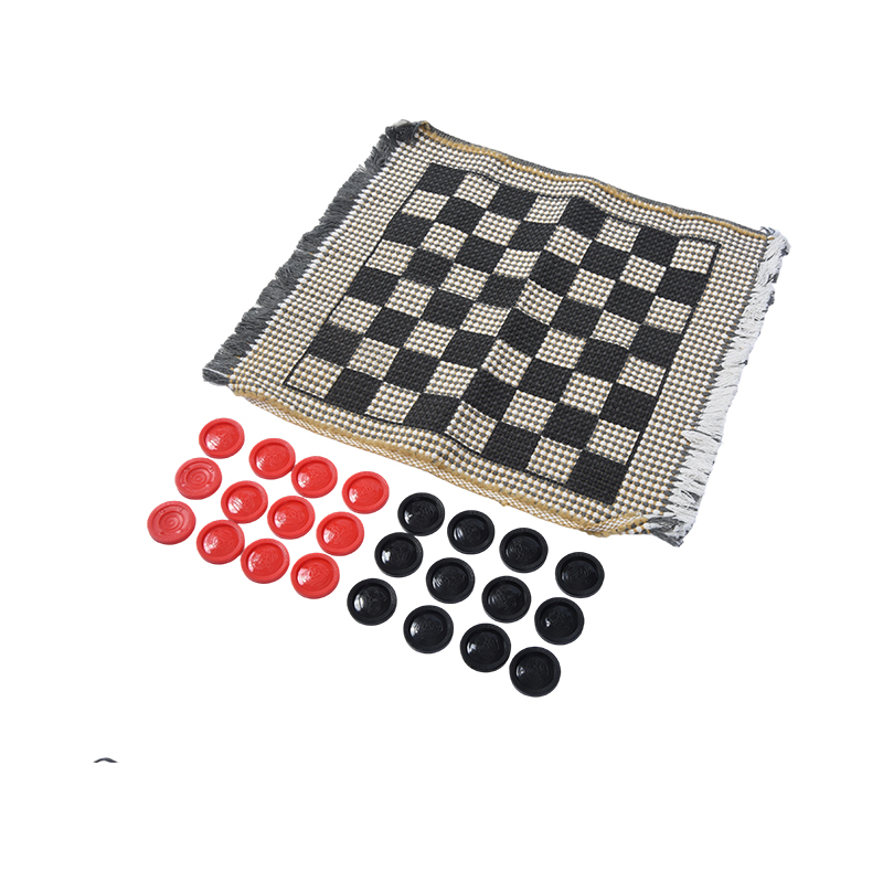 Traditional Checkers Game Mat with Plastic Playing Discs