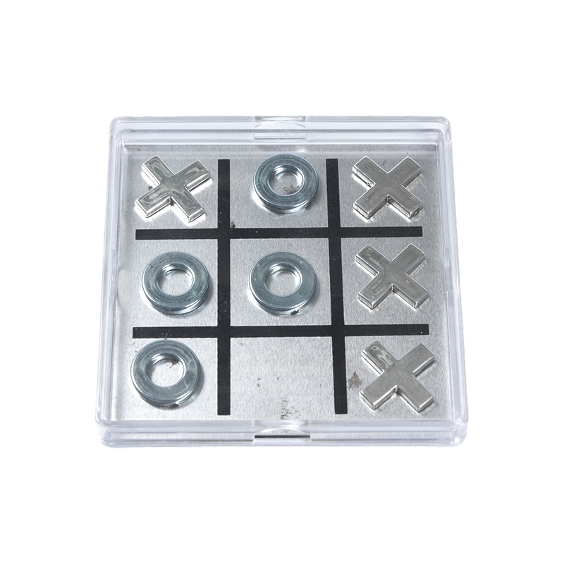 Magnetic Metal Tic-Tac-Toe Set in Clear Acrylic Case