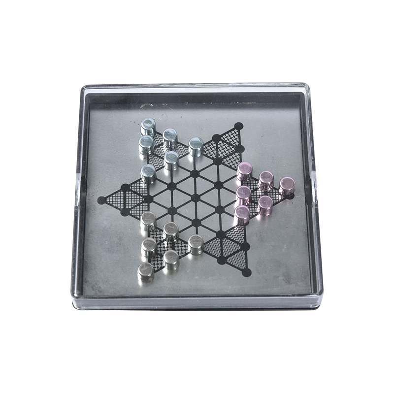 Magnetic Metal Jump Chess Set in Clear Acrylic Case