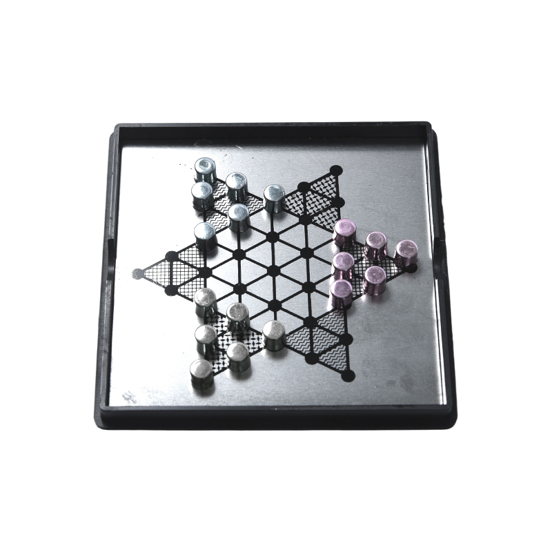 Magnetic Metal Jump Chess Set in Clear Acrylic Case