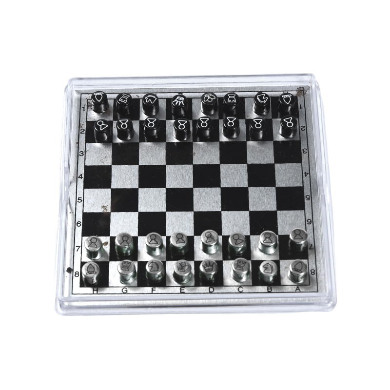 Magnetic Metal International Chess Set in Clear Acrylic Case