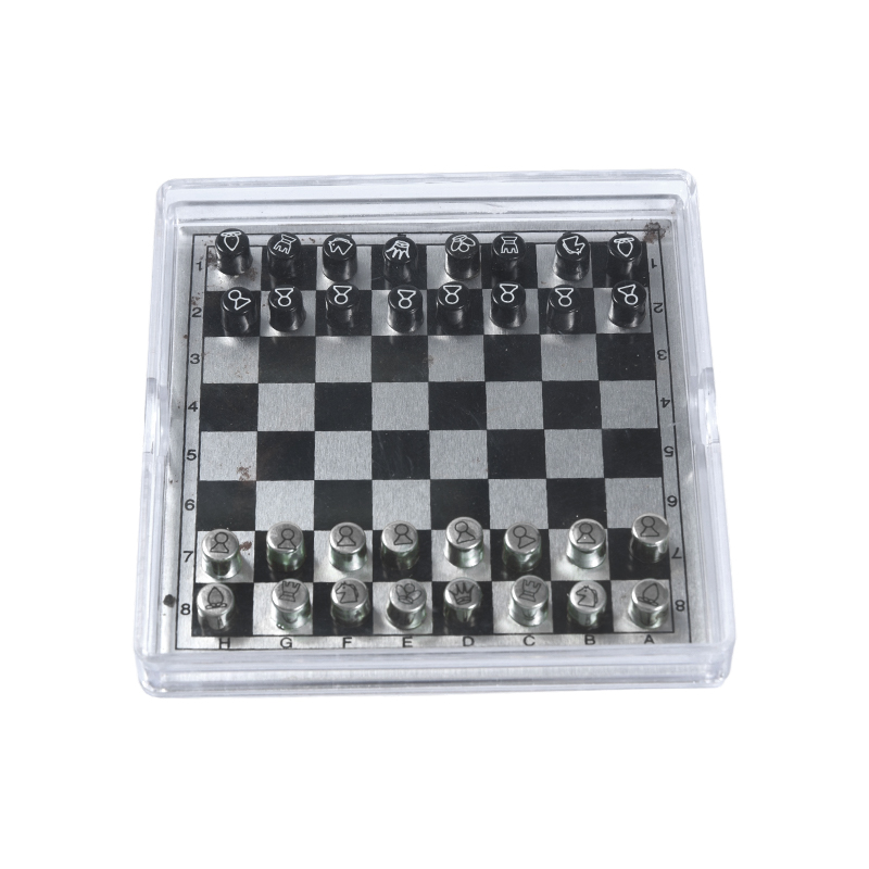 Magnetic Metal International Chess Set in Clear Acrylic Case