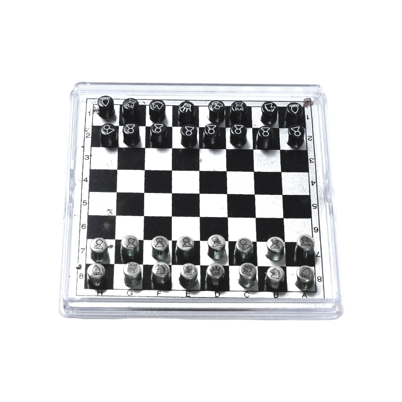 Magnetic Metal International Chess Set in Clear Acrylic Case