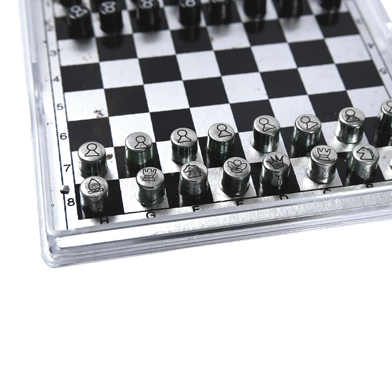 Magnetic Metal International Chess Set in Clear Acrylic Case