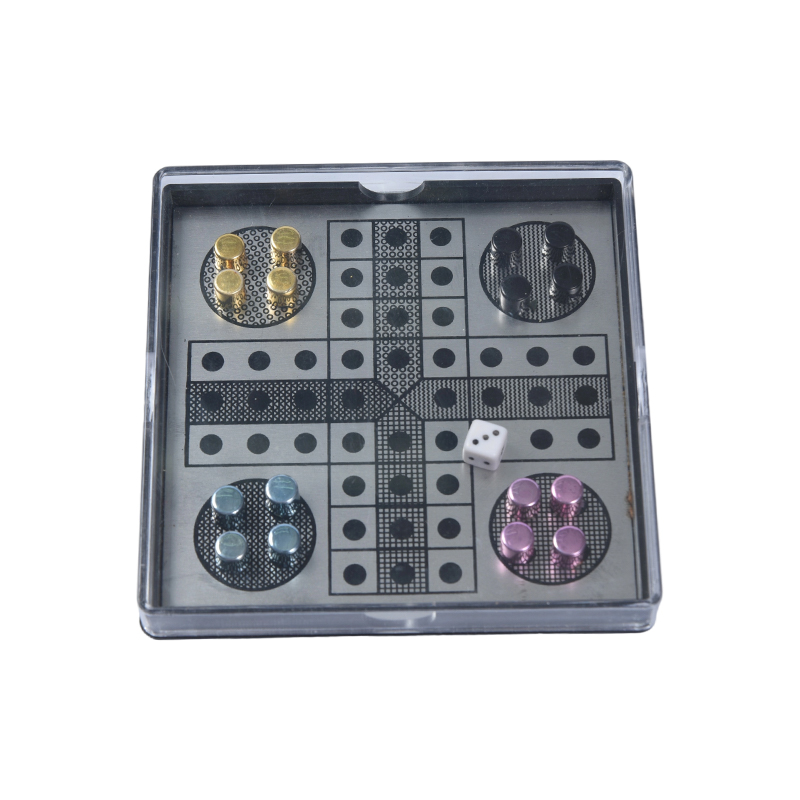 Magnetic Metal Ludo Game Set in Clear Acrylic Case