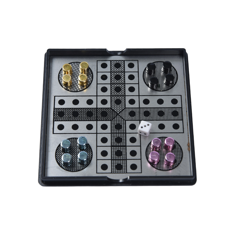 Magnetic Metal Ludo Game Set in Clear Acrylic Case