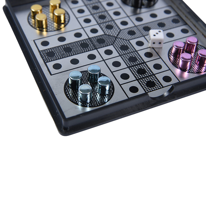 Magnetic Metal Ludo Game Set in Clear Acrylic Case