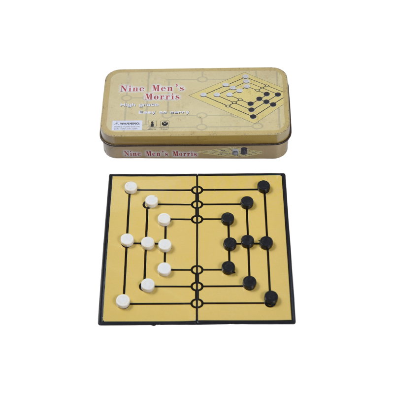 Metal Tin Case Portable Nine Men's Morris Game
