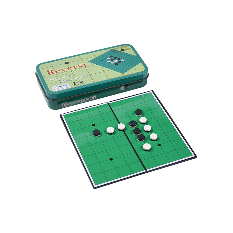 Green Metal Tin Case Portable Reversi (Othello) Game