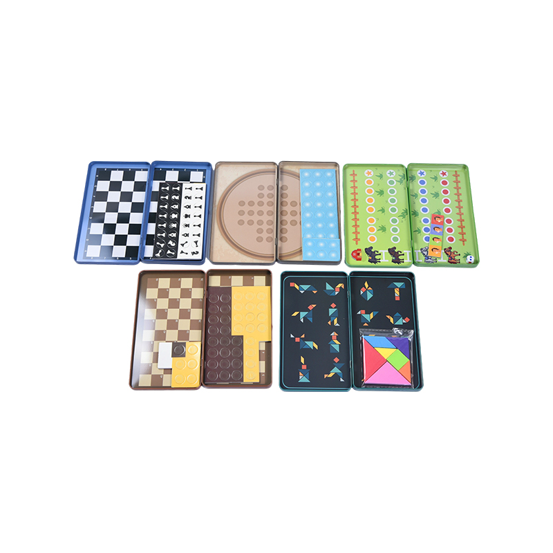 5-in-1 Portable Tin Games Collection Multi-Game Magnetic Travel Set