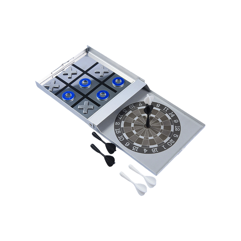 Portable Metal Case Edition Magnetic Dart and Tic-Tac-Toe Combo Game