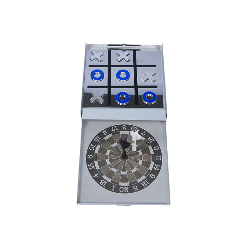 Portable Metal Case Edition Magnetic Dart and Tic-Tac-Toe Combo Game