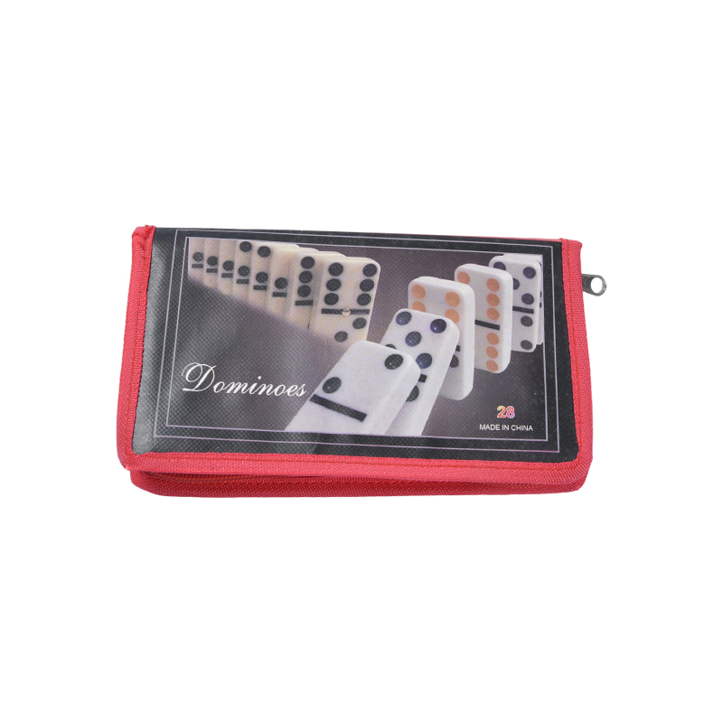 Classic Game with Protective Storage - Portable Domino Set in Red Fabric Case