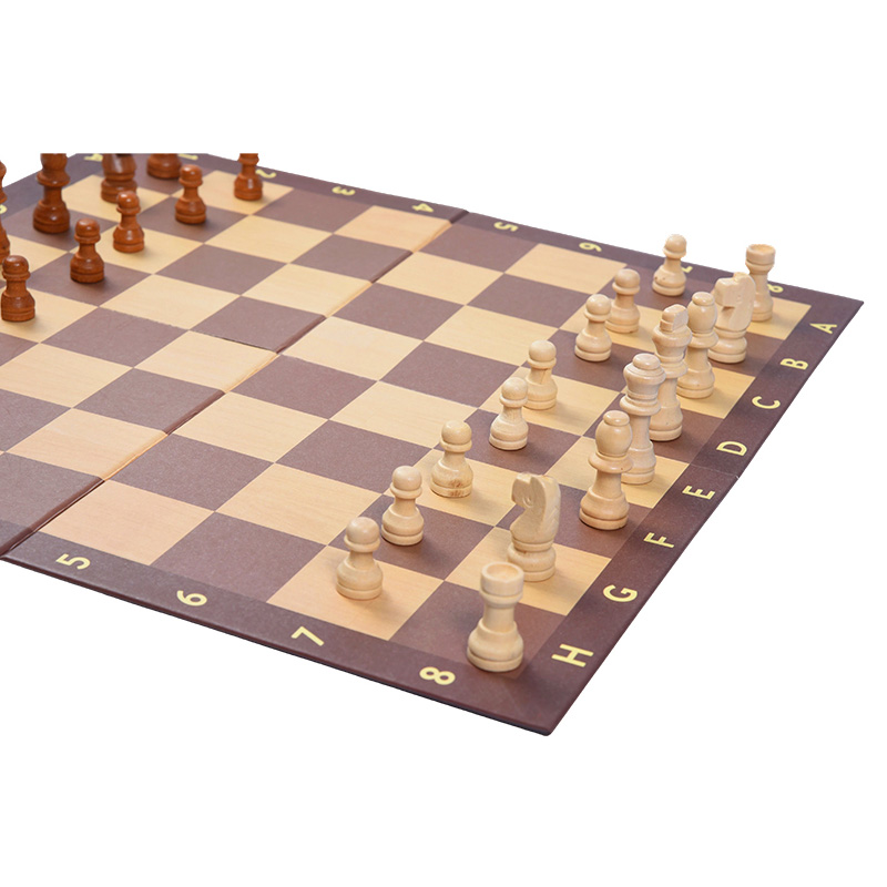 Storage Bag and Instructions Wooden Foldable Chess Set