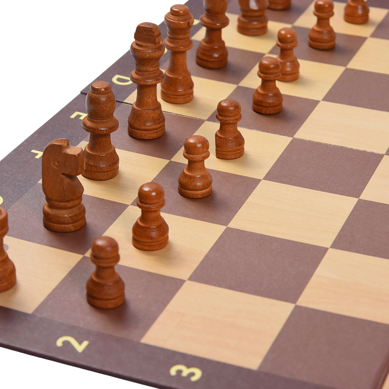Storage Bag and Instructions Wooden Foldable Chess Set