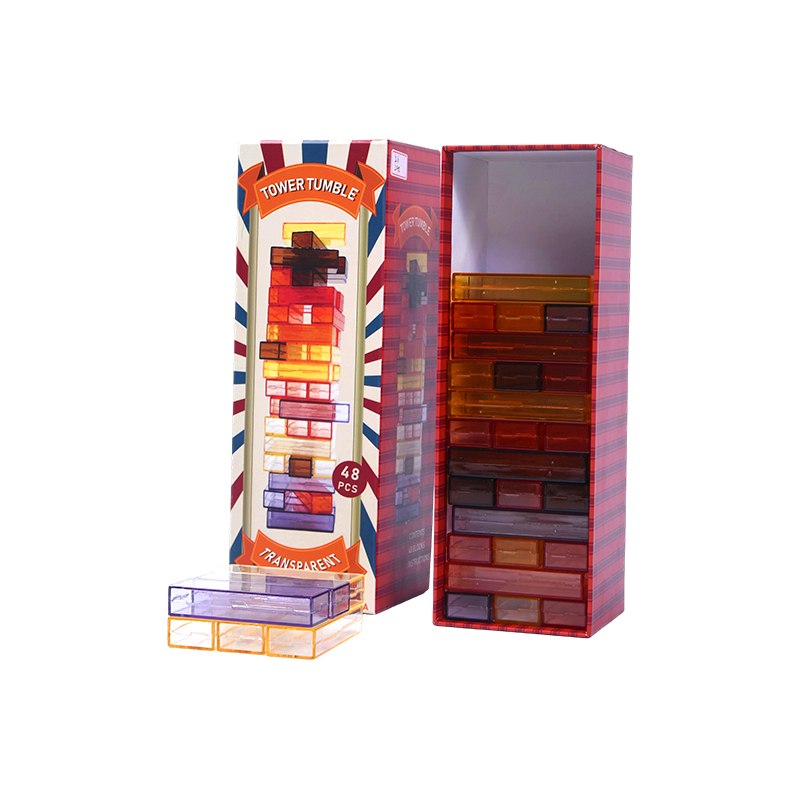48-Piece Color-Stacking Challenge Transparent Tower Tumble Game