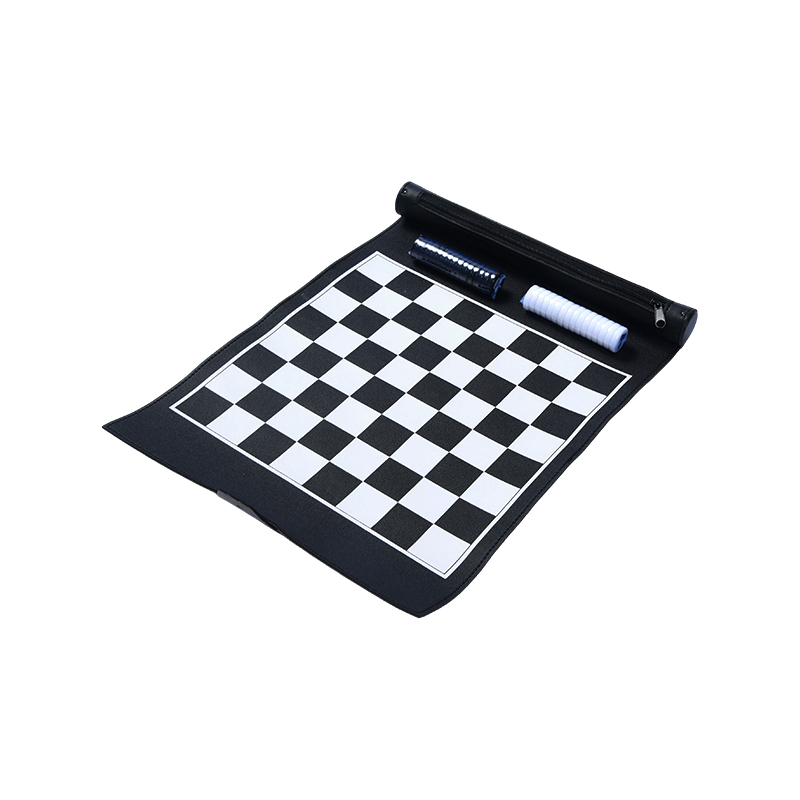 Portable PU Checkers Game Set with Storage Pouch