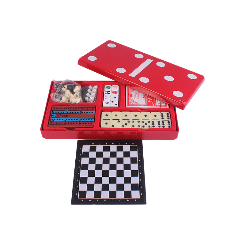 Red Polka-Dot Edition - Classic Dominoes & Cribbage Combo Set