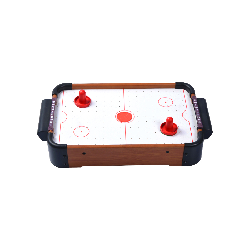 Mini Desktop Game with Red Pucks and Score Trackers Compact Wooden Air Hockey Table 