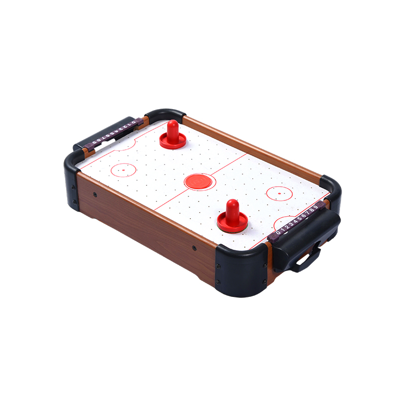 Mini Desktop Game with Red Pucks and Score Trackers Compact Wooden Air Hockey Table 